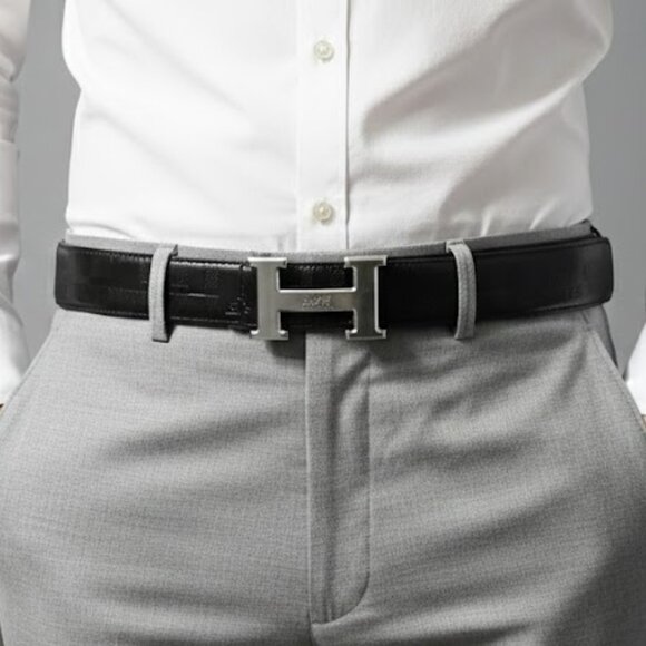 H leather belt Noir/Cacao Leather H Buckle Belt main image 5